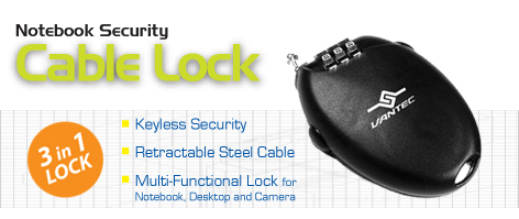 Vantec Notebook Cable Lock Kit (3 in 1 Lock)