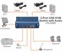2 Port USB KVM Switch Kit with 2 sets of 4ft audio/cables Included( TK-209K ).