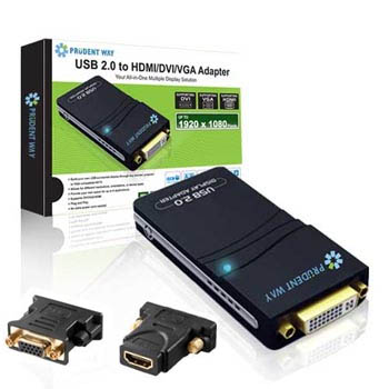 USB2.0 to HDMI/DVI/VGA Adapter. up to 1920x1080.