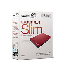 Backup Plus Slim 2TB USB 3.0 Portable External HD.-Model-STDR2000103 with 2yr.W. (Red Color)