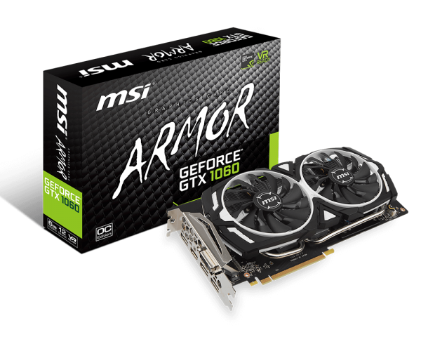 GTX-1060 ARMOR 6GB/GDDR5 New Gaming Video Card-Dual Fan/OC.Edition/VR  ready.