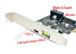 USB3.1/Type-C PCIe card with 20pins USB3.0 internal port adapter.